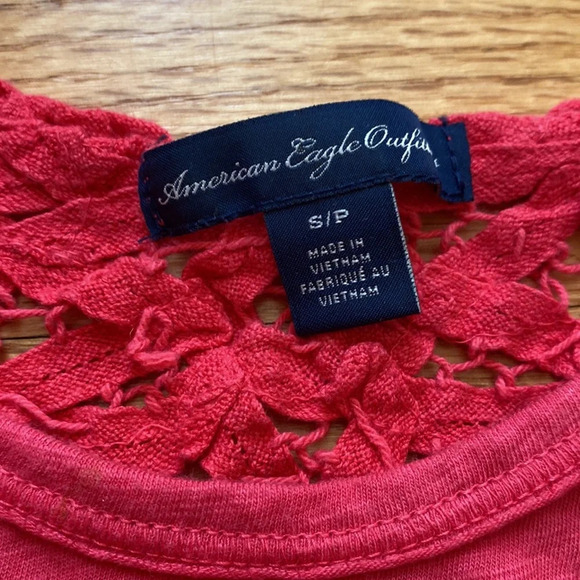 American Eagle‎ Hot Pink Lace Back Crop Tank Top Chest Pocket - Picture 5 of 7